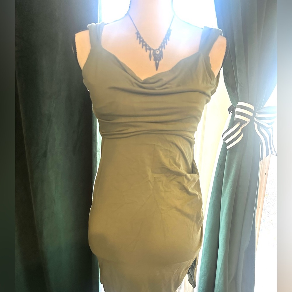 Halara Sage Green Cowl Neck Slip Dress - Women